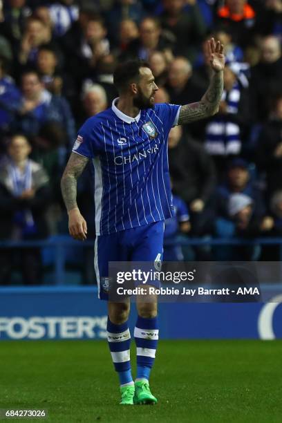 Steven Fletcher of Sheffield Wednesday celebrates after scoring a goal to make it 1-0 during the Sky Bet Championship match between Sheffield...