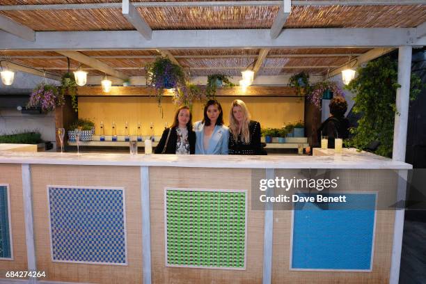 Camilla Kristensen , Betty Bachz and Gracie Egan attend as Aqua Nueva launches the Formentera Terrace at Aqua Nueva on May 17, 2017 in London,...