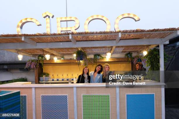 Camilla Kristensen , Betty Bachz and Gracie Egan attend as Aqua Nueva launches the Formentera Terrace at Aqua Nueva on May 17, 2017 in London,...