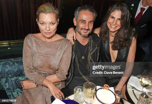 Kate Moss, Ara Vartanian and Sabrina Gasperin Vartanian attend a private dinner celebrating the launch of the KATE MOSS X ARA VARTANIAN collection at...