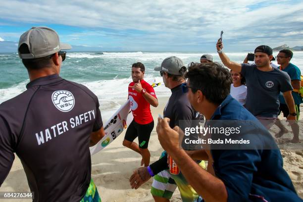 Adriano de Souza of Brazil prepares to surf the final of the Oi Rio Pro 2017 at Itauna Beach on May 17, 2017 in Saquarema, Brazil.