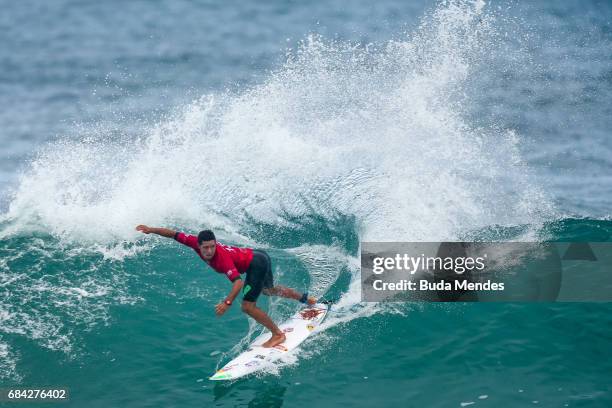 Adriano de Souza of Brazil surfs during the semifinal of the Oi Rio Pro 2017 at Itauna Beach on May 17, 2017 in Saquarema, Brazil.