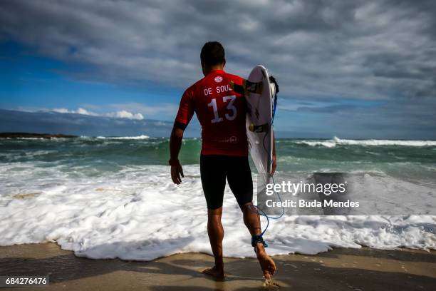 Adriano de Souza of Brazil prepares to surf the final of the Oi Rio Pro 2017 at Itauna Beach on May 17, 2017 in Saquarema, Brazil.