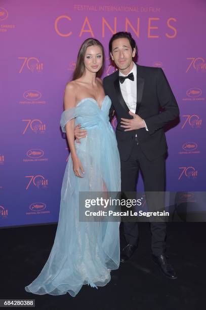 Lara Lieto and Adrien Brody attend the Opening Gala Dinner during the 70th annual Cannes Film Festival at Palais des Festivals on May 17, 2017 in...