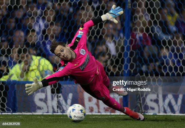 Danny Ward of Huddersfield Town in action during the penalty shootout during the Sky Bet Championship play off semi final, second leg match between...