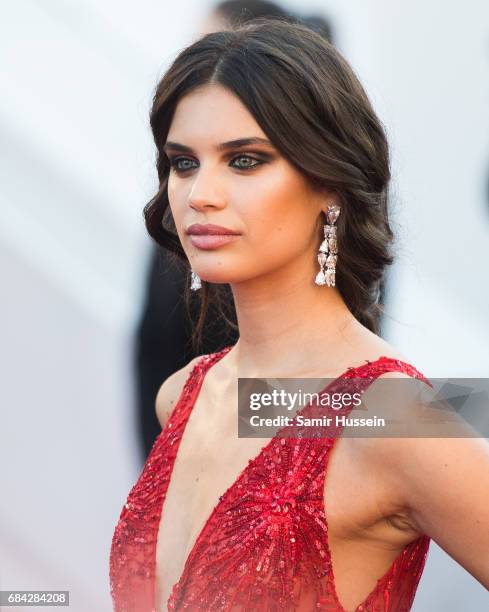 Sara Sampaio attends the "Ismael's Ghosts " screening and Opening Gala during the 70th annual Cannes Film Festival at Palais des Festivals on May 17,...