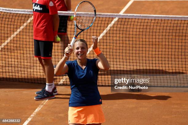 Tennis WTA Internazionali d'Italia BNL Second Round Anett Kontaveit celebrating at Foro Italico in Rome, Italy on May 17, 2017.