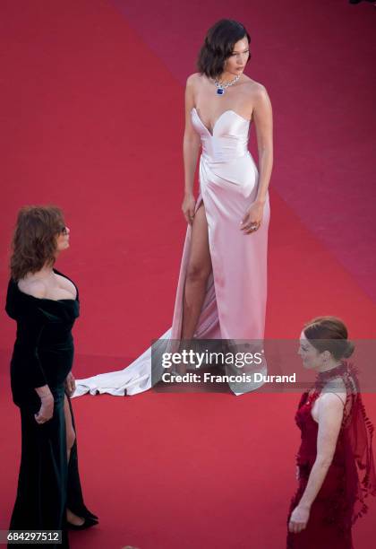 Bella Hadid, Susan Sarandon and Julianne Moore attend the "Ismael's Ghosts " screening and Opening Gala during the 70th annual Cannes Film Festival...