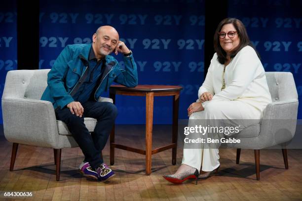 Fashion designer Christian Louboutin and Fern Mallis attend the 92Y Fashion Icons conversation at 92nd Street Y on May 17, 2017 in New York City.