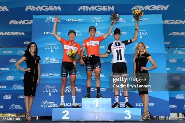 Rob Britton of Canada and the Rally Cycling Team, Evan Huffman of the USA and the Rally Cycling team and Lennard Hofstede of The Netherlands and Team...