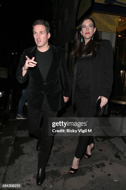 Dave Gardner and Liv Tyler seen leaving Ara Vartanian x Kate Moss - launch after party held at Sumosan restaurant on May 17, 2017 in London, England.