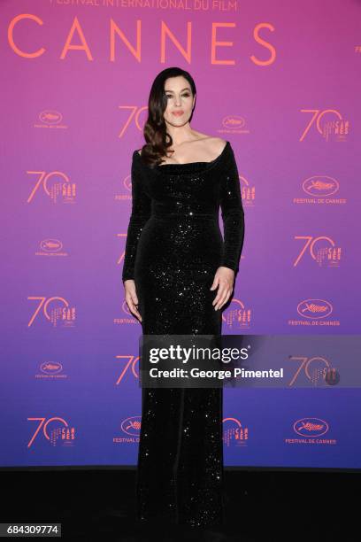 Mistress of Ceremonies Monica Bellucci attends the Opening Gala dinner during the 70th annual Cannes Film Festival at Palais des Festivals on May 17,...