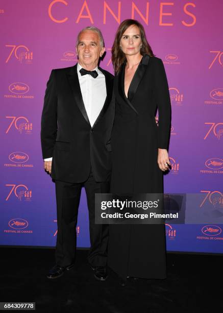 Alain Terzian and Brune de Margerie attends the Opening Gala dinner during the 70th annual Cannes Film Festival at Palais des Festivals on May 17,...