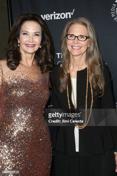 Lynda Carter and Lindsay Wagner attend The Paley Honors: Celebrating Women in Television at Cipriani Wall Street on May 17, 2017 in New York City.