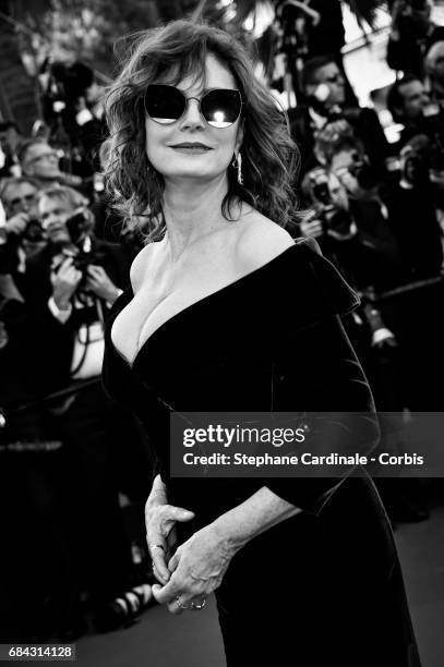 Susan Sarandon attends the "Ismael's Ghosts " screening and Opening Gala during the 70th annual Cannes Film Festival at Palais des Festivals on May...