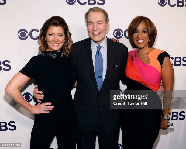 Norah O'Donnell, Charlie Rose, and Gayle King attend the 2017 CBS Upfront at The Plaza Hotel on May 17, 2017 in New York City.