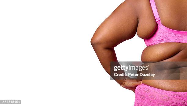 obese woman rear view - voluptuous black women - fotografias e filmes do acervo