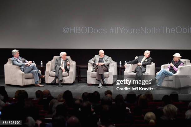 Tom Bergeron, Dick Van Dyke, Carl Reiner, Mel Brooks and Norman Lear speak onstage at the LA Premiere of "If You're Not In The Obit, Eat Breakfast"...