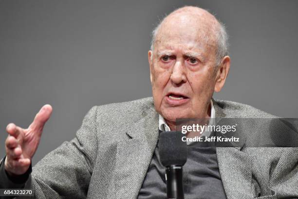 Carl Reiner speaks onstage at the LA Premiere of "If You're Not In The Obit, Eat Breakfast" from HBO Documentaries on May 17, 2017 in Beverly Hills,...