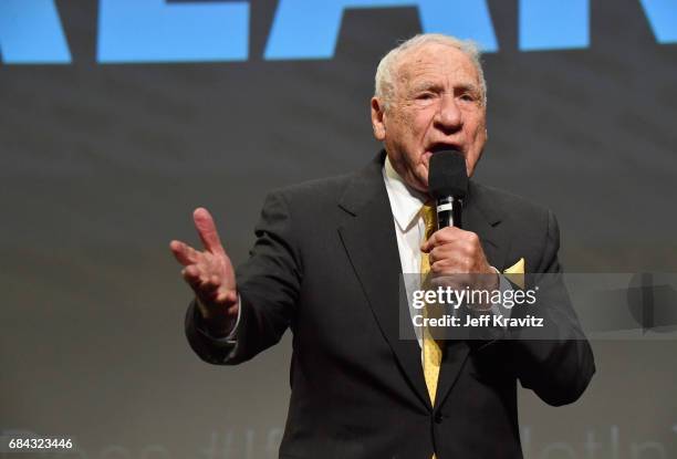 Mel Brooks speaks onstage at the LA Premiere of "If You're Not In The Obit, Eat Breakfast" from HBO Documentaries on May 17, 2017 in Beverly Hills,...