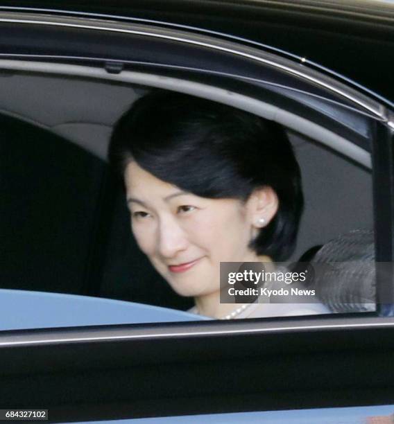 Princess Kiko arrives at a hotel in the northeastern Japan city of Sapporo on May 18 to attend a national meeting of the Japan Anti-Tuberculosis...