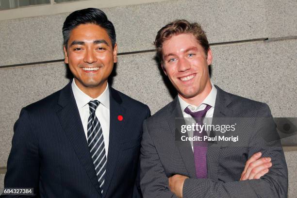 Aftab Pureval and Jens Sutmoller attend the Washington DC Screening of "War Machine" at Landmark E Street Cinema on May 17, 2017 in Washington, DC.