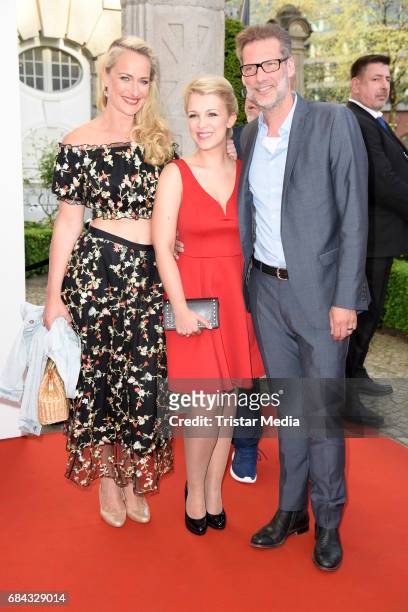 Iris Mareike Steen, Clemens Loehr and Eva Mona Rodekirchen attend the 25th anniversary party of the TV show 'GZSZ' on May 17, 2017 in Berlin, Germany.