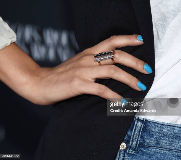 Actress Victoria Justice, ring and manicure detail, arrives at Disney's "Pirates Of The Caribbean: Dead Men Tell No Tales" What Goes Around Comes...