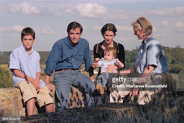 French politician François Fillon with his wife Penelope Clarke and their children Marie, Edouard and Arnaud , 1st September 2002. Fillon is Minister...