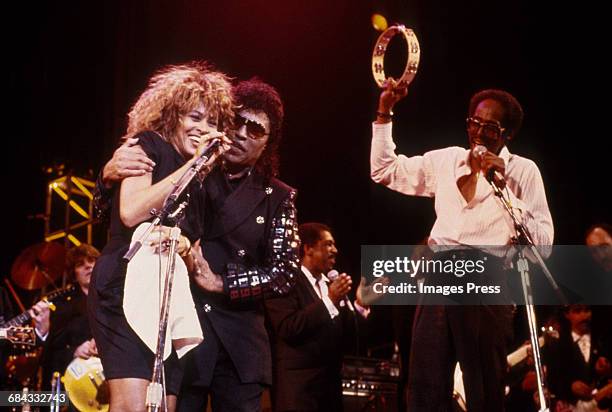 Tina Turner and Little Richard at the 1989 Rock N Roll Hall of Fame Induction Ceremony circa 1989 in New York City.