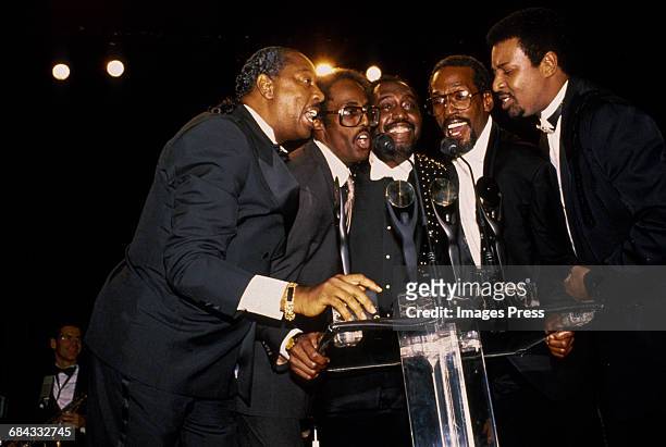 The Temptations attend the 1989 Rock N Roll Hall of Fame Induction Ceremony circa 1989 in New York City.