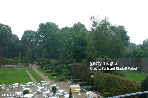 Illustration view of the Garden under a big Rain during the "Vaincre Le Cancer" Gala - 30th Anniverary at Cercle de l'Union Interalliee on May 17,...