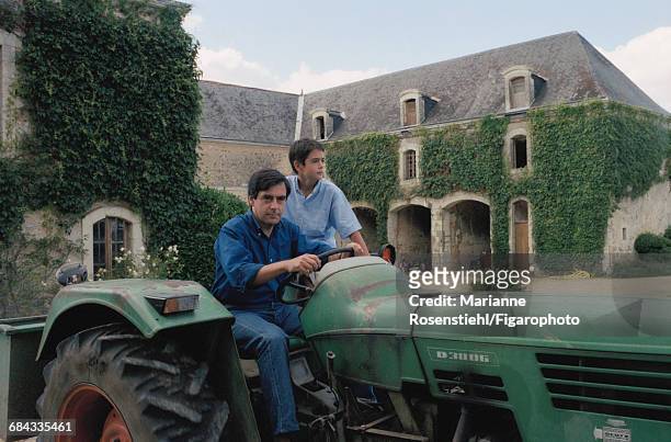 French politician François Fillon with his son Edouard, 1st September 2002. Fillon is Minister of Social Affairs, Labour and Solidarity in the...