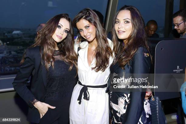 Nabila, Malika Menard and Valerie Begue attend the Renaissance Hotels 'Discover the Lights' Event at Eiffel Tower on May 17, 2017 in Paris, France.