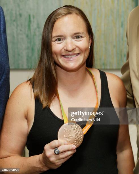 American Paralympic Triathlon Bronze Medalist Melissa Stockwell attend the U.S. Olympic And Paralympic Foundation Event Hosted By Ellen and Daniel...