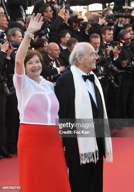 Macha Meril and composer Michel Legrand attend the 'Ismael's Ghosts ' screening and Opening Gala during the 70th annual Cannes Film Festival at...