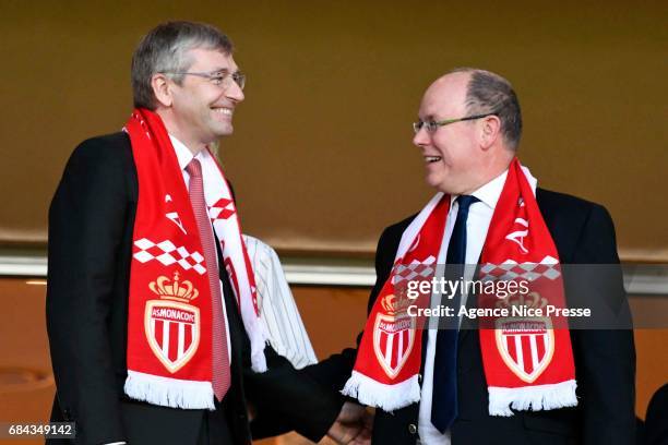 Dmitri Dmitriy Rybolovlev chairman of Monaco and Prince Albert of Monaco during the Ligue 1 match between As Monaco and AS Saint Etienne at Stade...