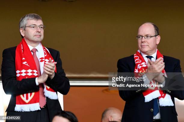 Dmitri Dmitriy Rybolovlev chairman of Monaco and Prince Albert of Monaco during the Ligue 1 match between As Monaco and AS Saint Etienne at Stade...
