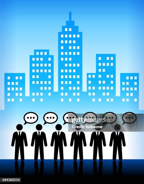 businessmen communication on modern city background - man clean background stock illustrations