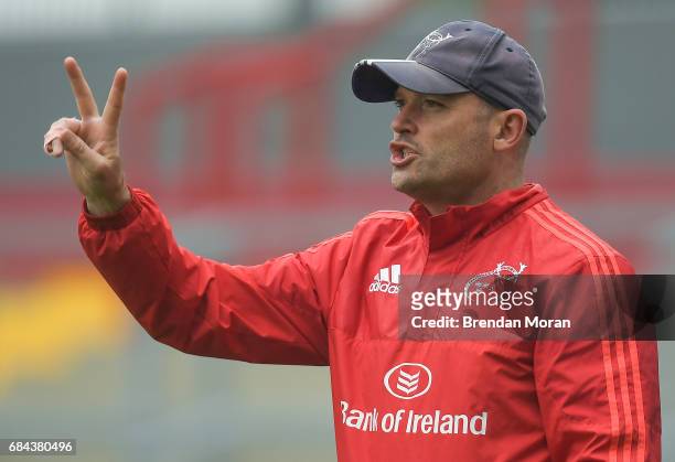 Munster , Ireland - 6 May 2017; Munster defence coach Jacques Nienaber prior to the Guinness PRO12 Round 22 match between Munster and Connacht at...