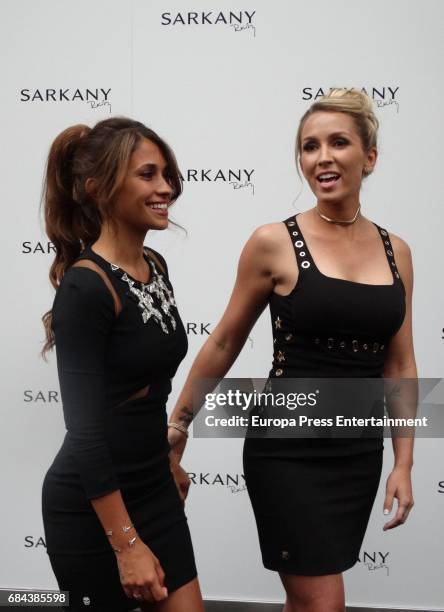 Antonella Roccuzzo and Sofia Balbi attend the opening of Sarkany Shoes Boutique on May 17, 2017 in Barcelona, Spain.