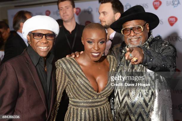 Nile Rogers, Laura Mvula and George Clinton attend the Ivor Novello Awards at Grosvenor House on May 18, 2017 in London, England.
