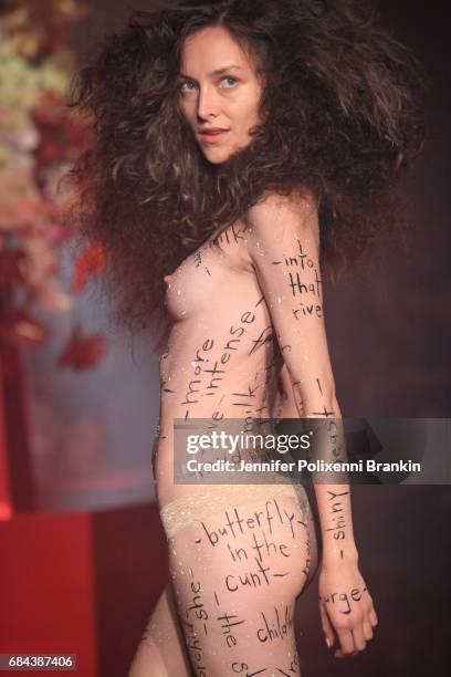 Model walks the runway during the Romance Was Born show at Mercedes-Benz Fashion Week Resort 18 Collections at Carriageworks on May 18, 2017 in...