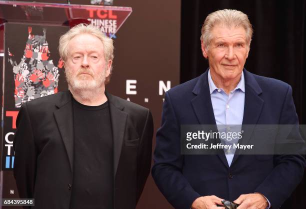 Director/producer Sir Ridley Scott and actor Harrison Ford attend the Sir Ridley Scott Hand and Footprint Ceremony at TCL Chinese Theatre IMAX on May...