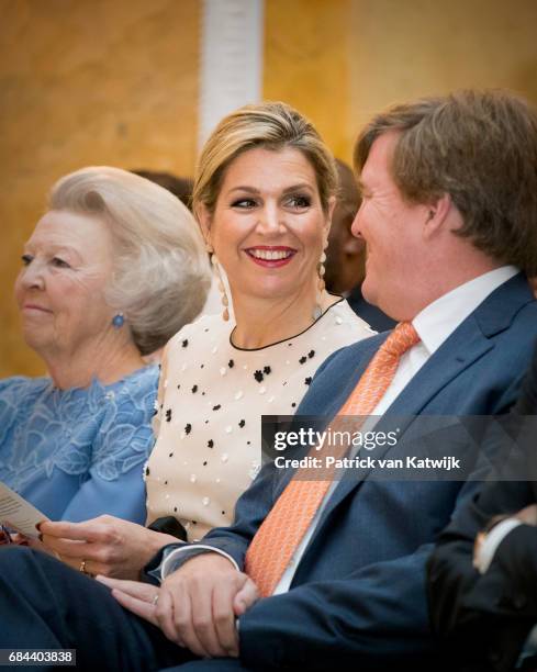 King Willem-Alexander, Queen Maxima and Princess Beatrix of The Netherlands attend the Appeltjes van Oranje Award ceremony for social projects in...