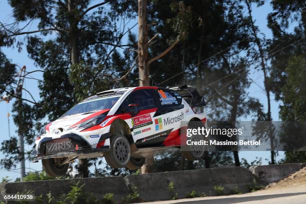 Jari Matti Latvala of Finland and Mikka Anttila of Finland compete in their Toyota Gazoo Racing WRT Toyota Yaris WRC during the Shakedownof the WRC...