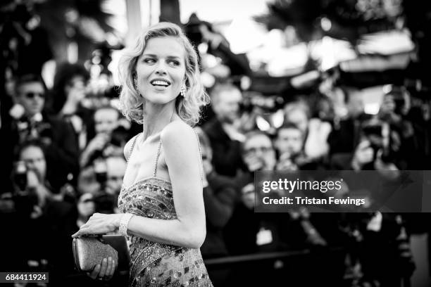 Model Eva Herzigova attends the "Ismael's Ghosts " screening and Opening Gala during the 70th annual Cannes Film Festival at Palais des Festivals on...