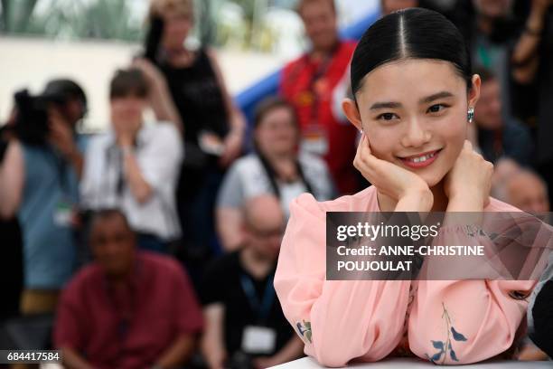 Japanese actress Hana Sugisaki poses on May 18, 2017 during a photocall for the film 'Blade of the Immortal' at the 70th edition of the Cannes Film...