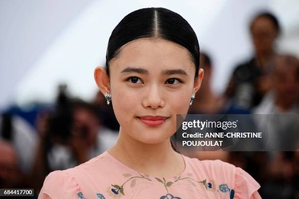 Japanese actress Hana Sugisaki poses on May 18, 2017 during a photocall for the film 'Blade of the Immortal' at the 70th edition of the Cannes Film...