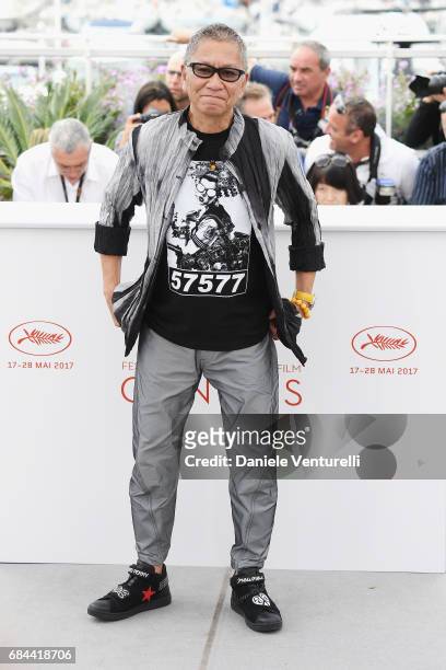 Takashi Miike attends the "Blade Of The Immortal " photocall during the 70th annual Cannes Film Festival at Palais des Festivals on May 18, 2017 in...